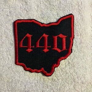 Ohio proud area code 440 patch in red and black colors